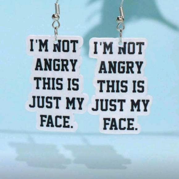 Funny Resting B**ch Face 😑😂 Text Statement Dangle Drop Earrings New! - Picture 4 of 5